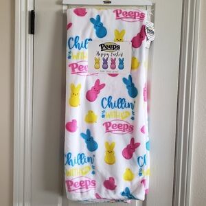 Peeps Easter Bunny & Chicks Plush Throw Blanket "Chillin With My Peeps" 50x60